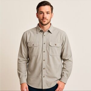 Vtg Cabelas Men’s Deerskin Chamois Tan  Long Sleeve Button Up Shirt Outdoor XL T